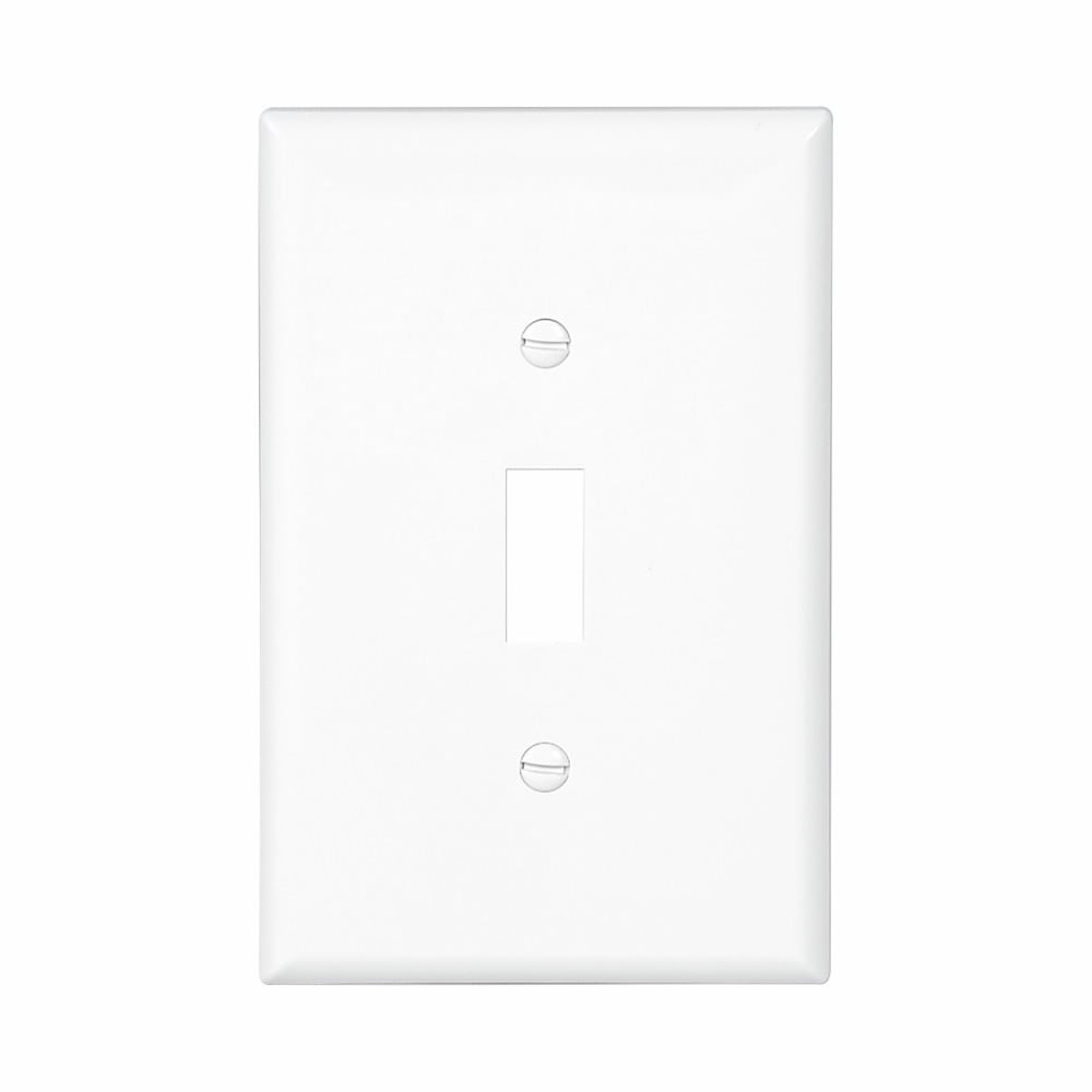Eaton Toggle wallplate, White, Toggle Cutout, Polycarbonate, Single- gang, Mid-size
