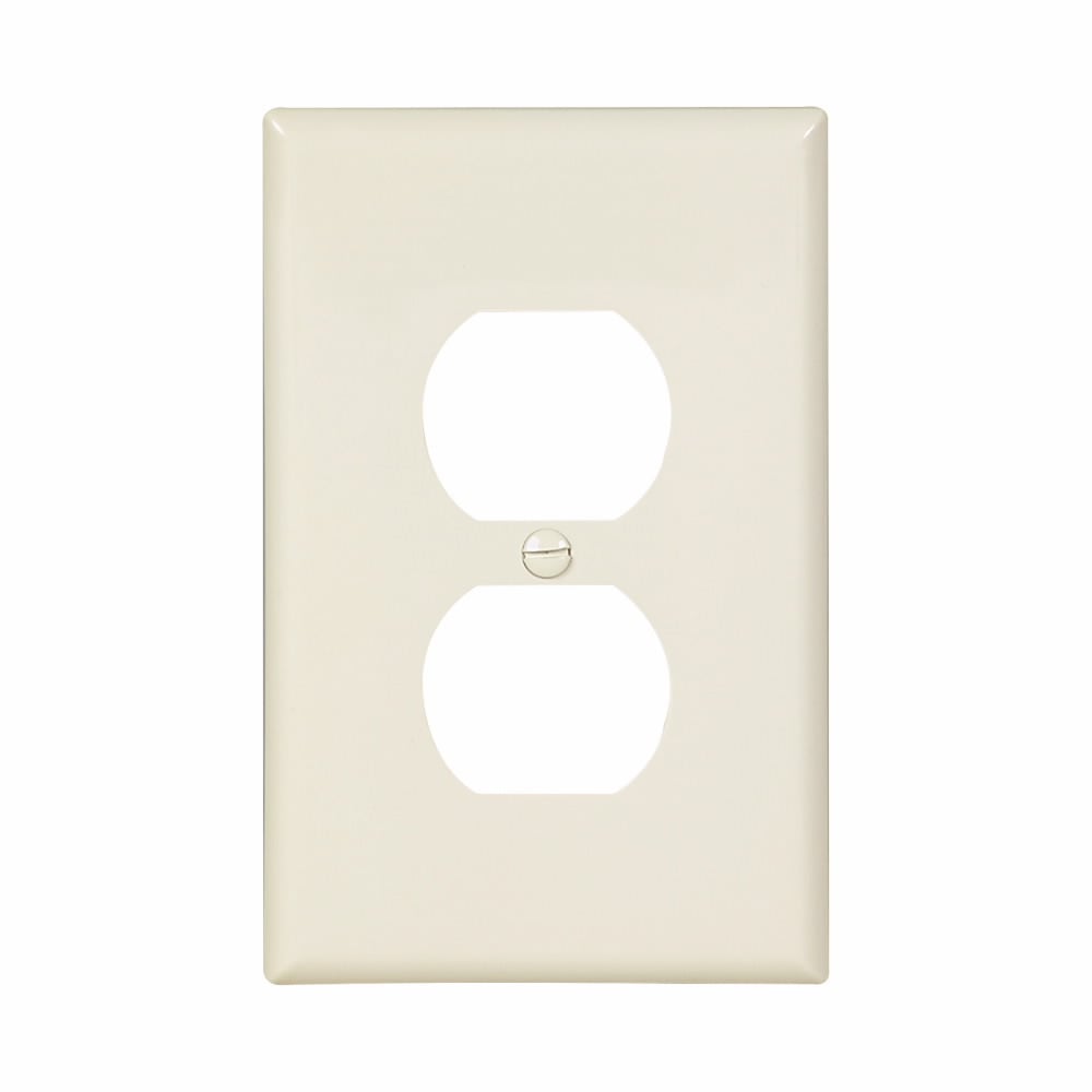 Eaton Duplex receptacle wallplate, Lt. Almond, Duplex receptacle Cutout, Polycarbonate, Single- gang, Mid-size