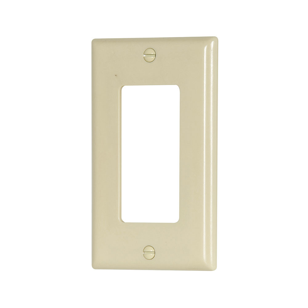 Eaton Decorator / GFCI wallplate, Ivory, Decorator Cutout, Thermoset, Single- gang, Standard