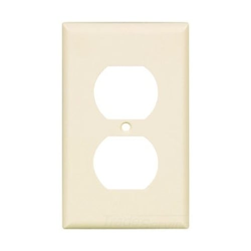 Eaton Duplex receptacle wallplate, Lt. Almond, Duplex receptacle Cutout, Thermoset, Single- gang, Standard, ED Box