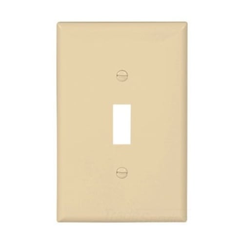 Eaton Toggle wallplate, Ivory, Toggle Cutout, Polycarbonate, Single- gang, Mid-size