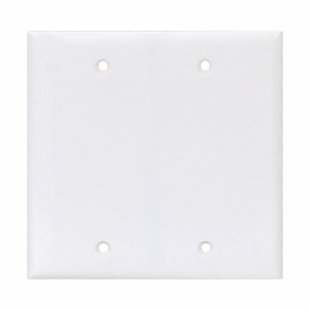 Eaton Blank wallplate, Box mount, White, Blank Cutout, Polycarbonate, Two- gang, Mid-size