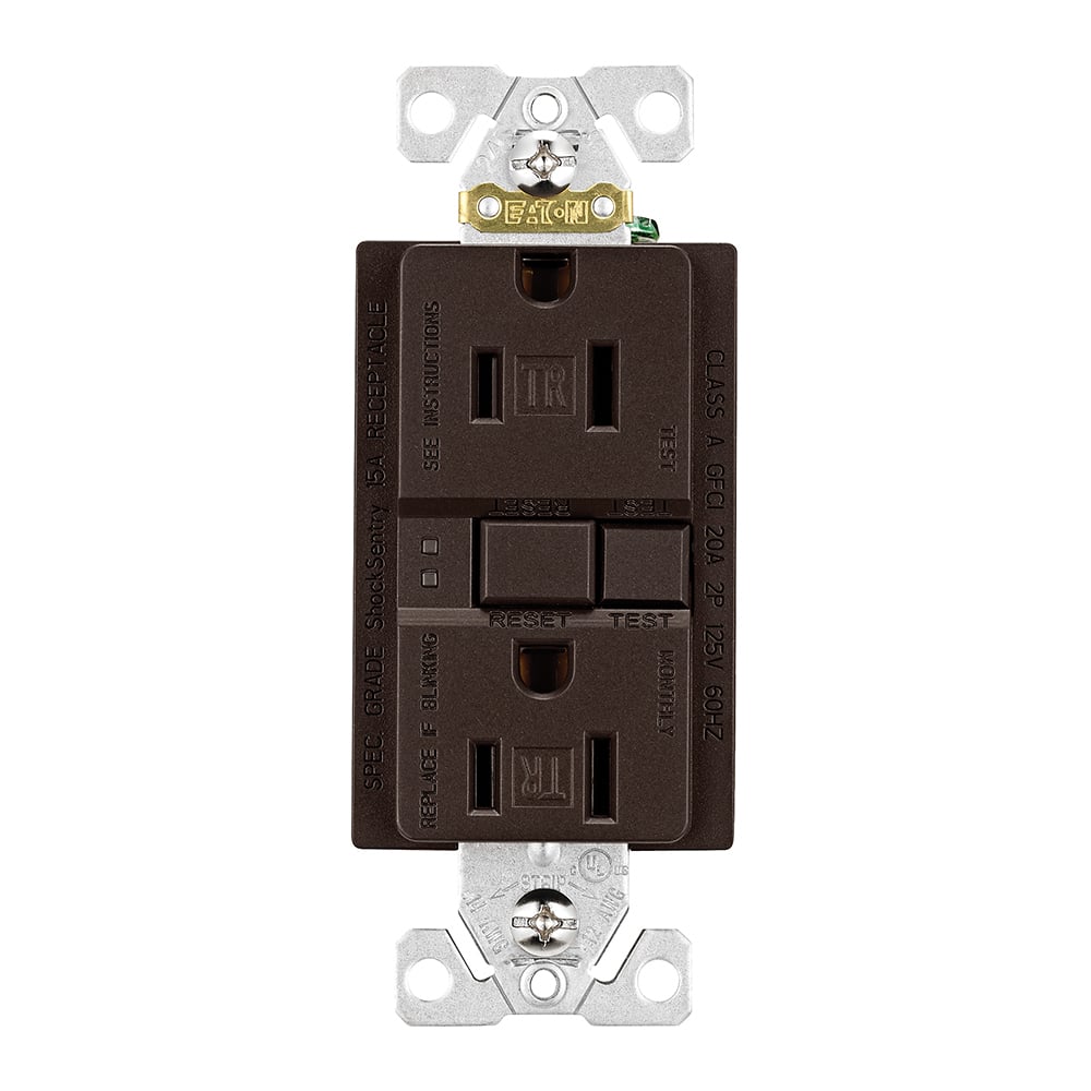 Eaton GFCI receptacle, 15A, 125 Vac, Oil rubbed bronze A21