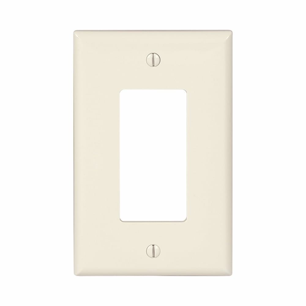 Eaton Decorator / GFCI wallplate, Lt. Almond, Decorator Cutout, Polycarbonate, Single- gang, Mid-size