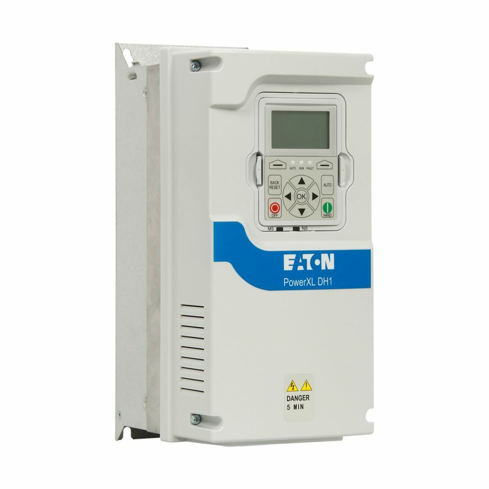 Eaton PowerXL DH1 VFD, 230V, 7.8A, 2HP, 1.5KW, KEYPAD, DC CHOKE, NO EMC FILTER, NO BRAKE, Modbus RTU/TCP, BACnet MSTP/IP, IP21