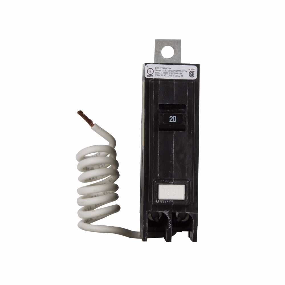 Eaton QB GFCI circuit breaker,Ground fault circuit breaker,15A,22kAIC,Single-pole,120/240V,Non-Interchangeable,5 mA Trip sensitivity,Bolt-on,#14-4 AWG,QB