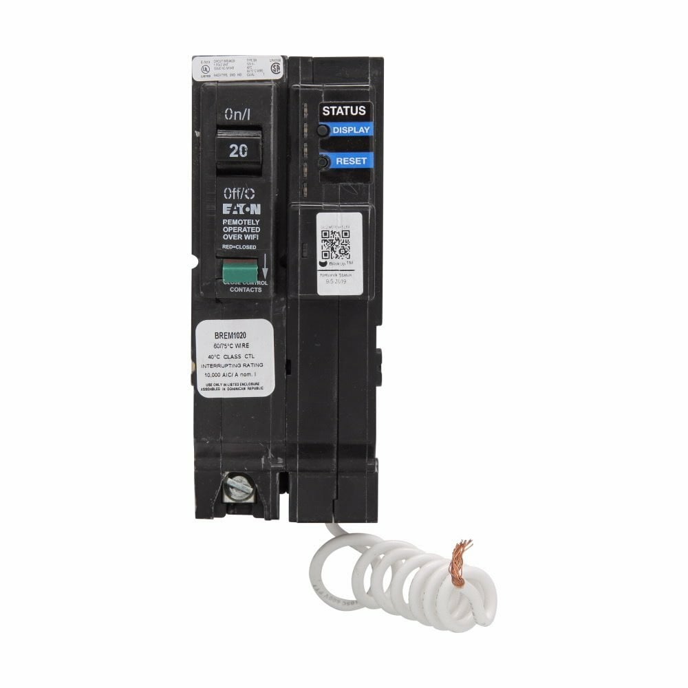 Eaton BR smart breaker, 1P 20A, 120V, Plug-on, Wi-Fi