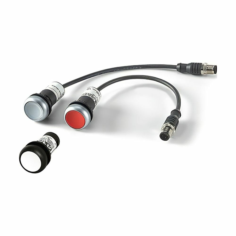 Eaton, 22.5 mm RQM Compact Pushbutton,2 position knob,Silver bezel,1.0 m M12, 4-pole wire,1NO,IP65,Non-Illuminated,Flush mounting,NEMA 4X, 13,1,000,000 operations,Maintained,22.5 mm,Flush Pushbutton,C22 Series