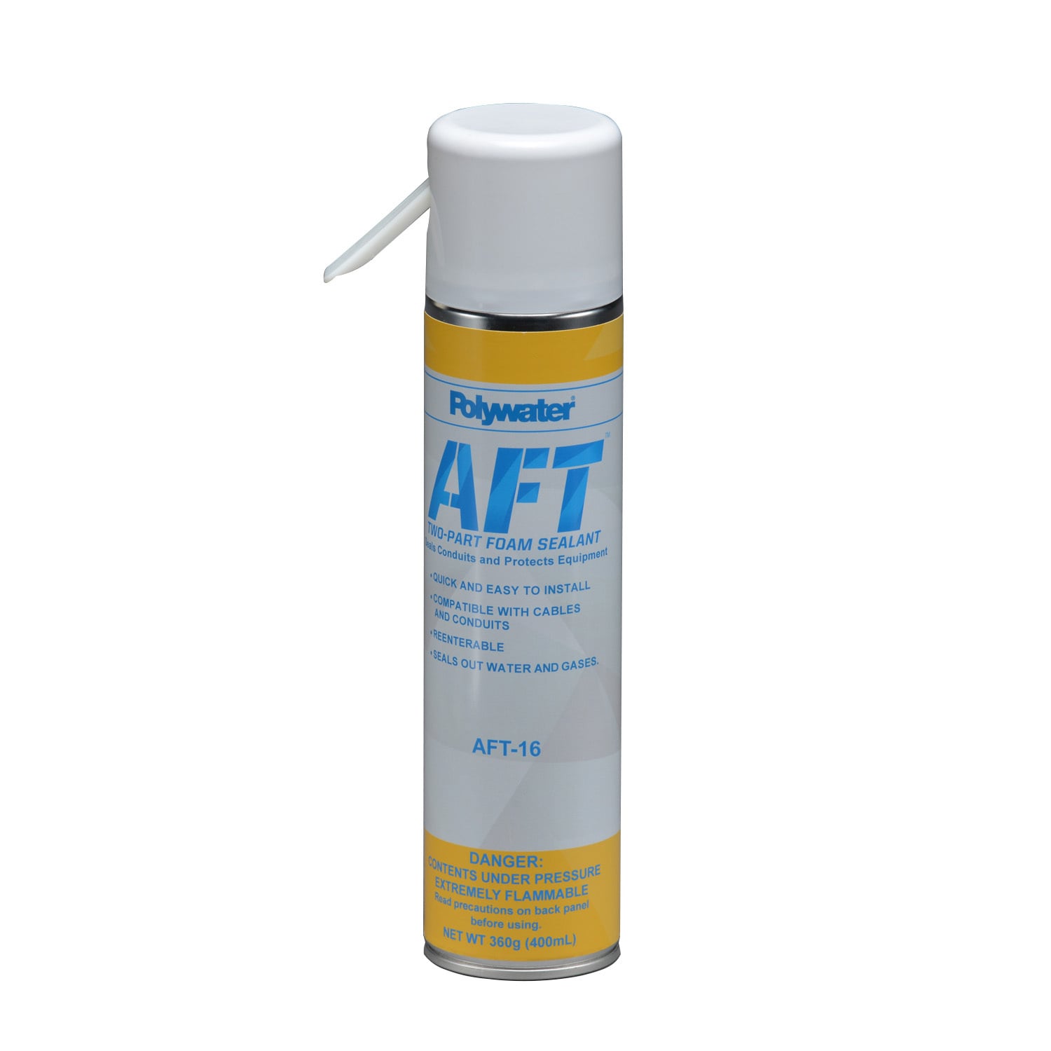 1 - 16 oz. can; 2  actuators. Protects Conduit and Raceway Systems AFT closed-cell sealant provides 10 feet of water-blocking performance in electrical and telecommunication environments.  The two-part, closed-cell AFT Sealant is durable and easy to install.  AFT has excellent adhesion to a variety of conduits.