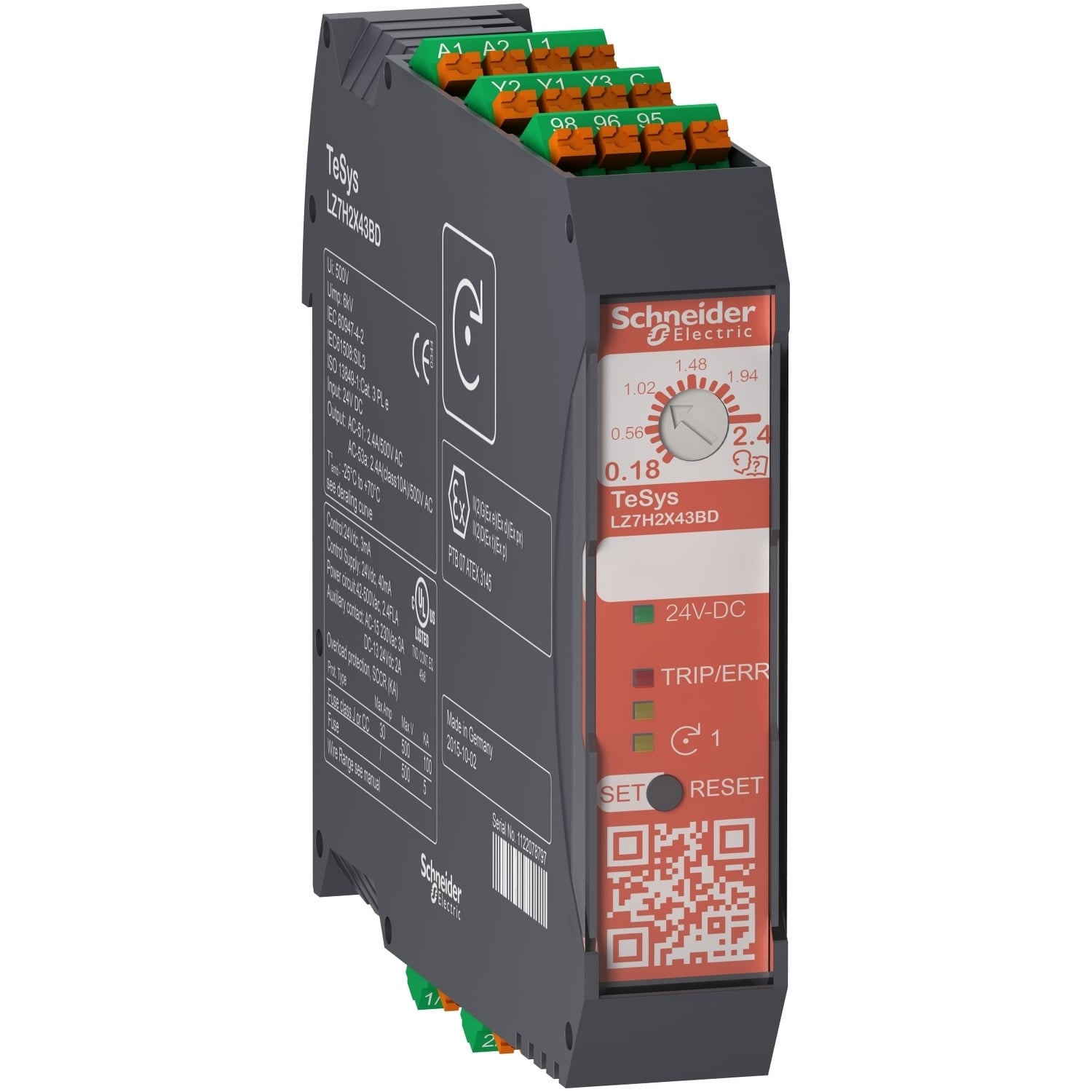 Ultra compact starter, TeSys Hybrid, Safe Torque Off, 3P, 500VAC, 0.75kW at 400V, 24VDC, Spring termina