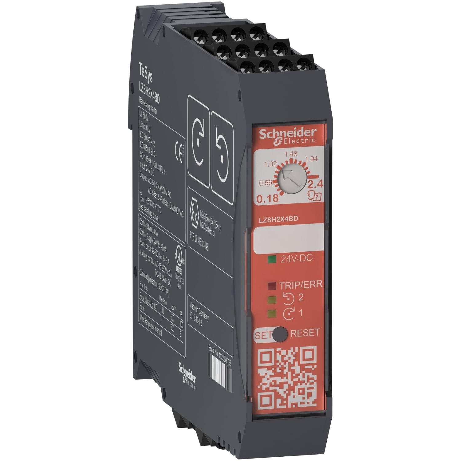 Reversing ultra compact starter, TeSys Hybrid, Safe Torque Off, 3P, 500VAC, 3kW at 400V, 24VDC