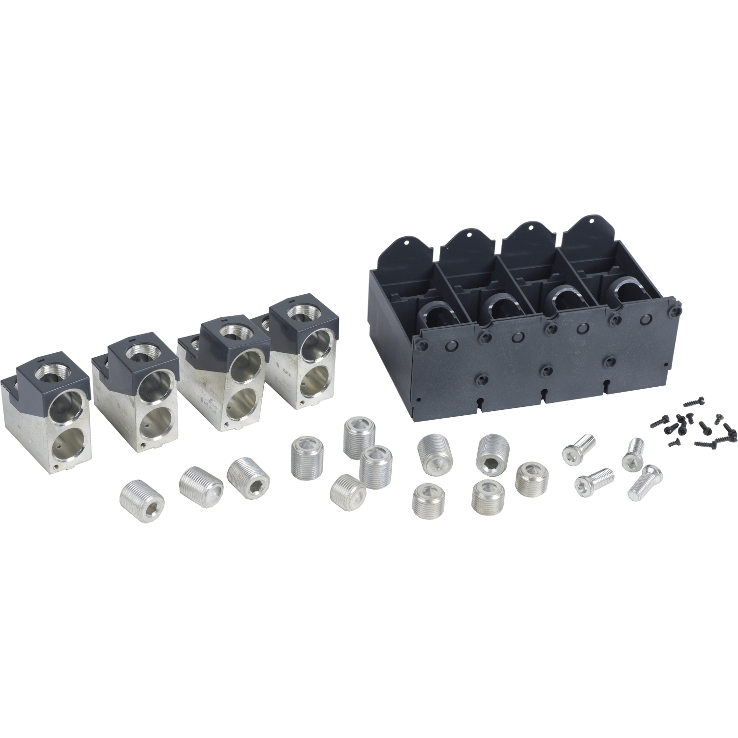 PowerPacT L-frame Circuit Breaker Mechanical Lug Kit, 400/600A, 4P, Aluminum, Medium terminal shield
