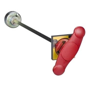 31053 Extended Front Rotary Operating Handle, 490 mm W x 93 mm H, Red/Yellow