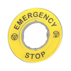 Harmony XB4, Legend holder 60 for emergency stop, plastic, yellow, marked EMERGENCY STOP