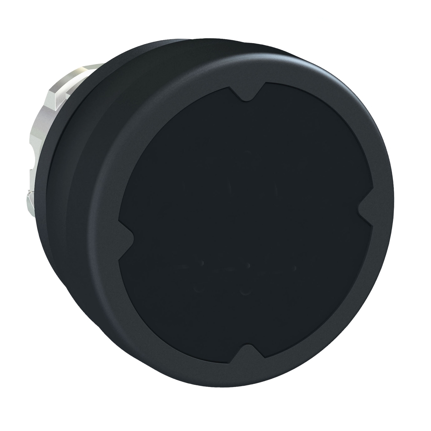 Head for illuminated push button, Harmony XB4, metal, black flush, 22mm, spring return, unmarked