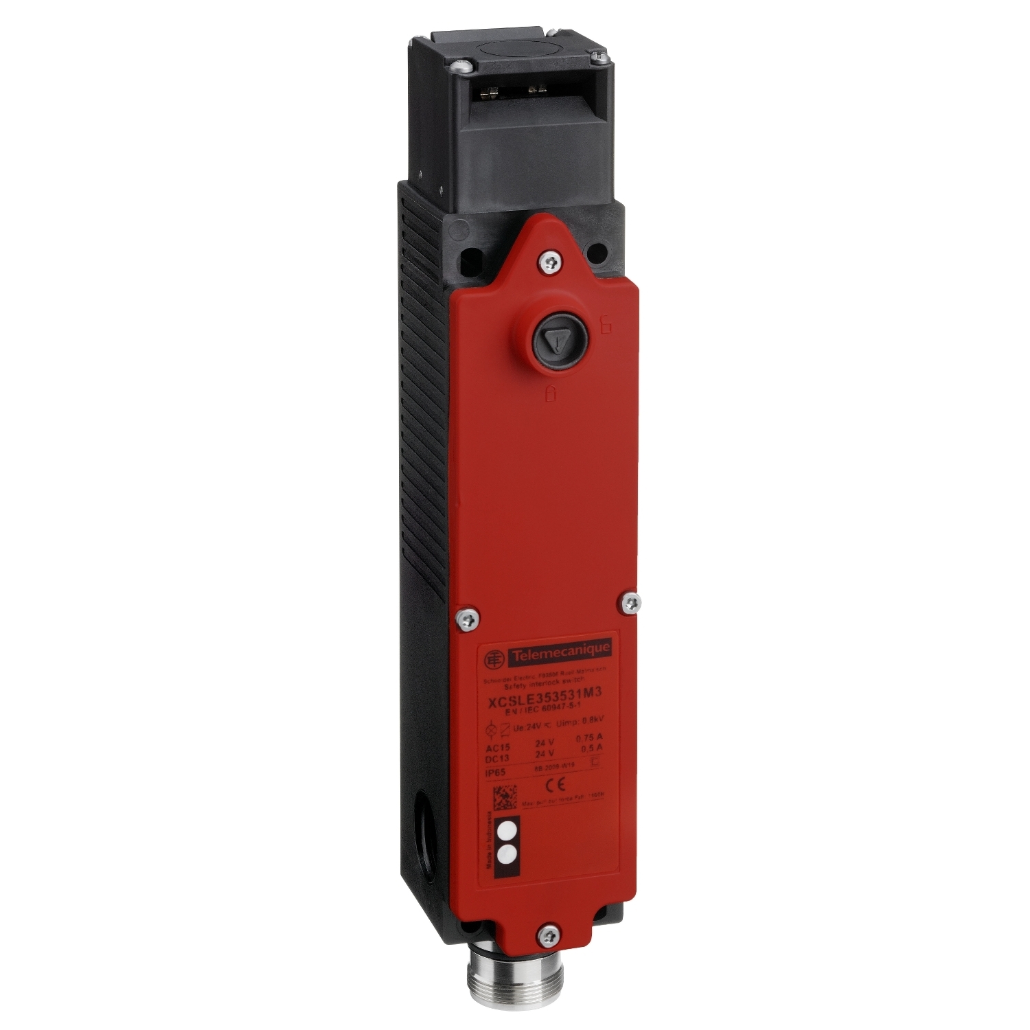 Safety switch, Telemecanique Safety switches XCS, plastic key operated solenoid XCSLE, 4NC+2 NO, slow, M23 connect., 24 V