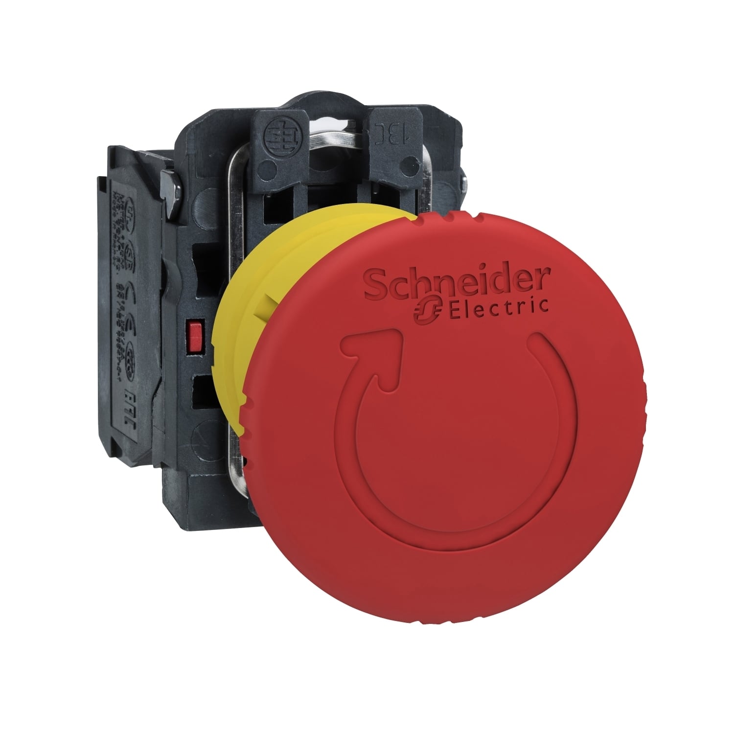 Emergency stop switching off, Harmony XB5, plastic, red mushroom 40mm, 22mm, trigger latching turn to release, 1NC