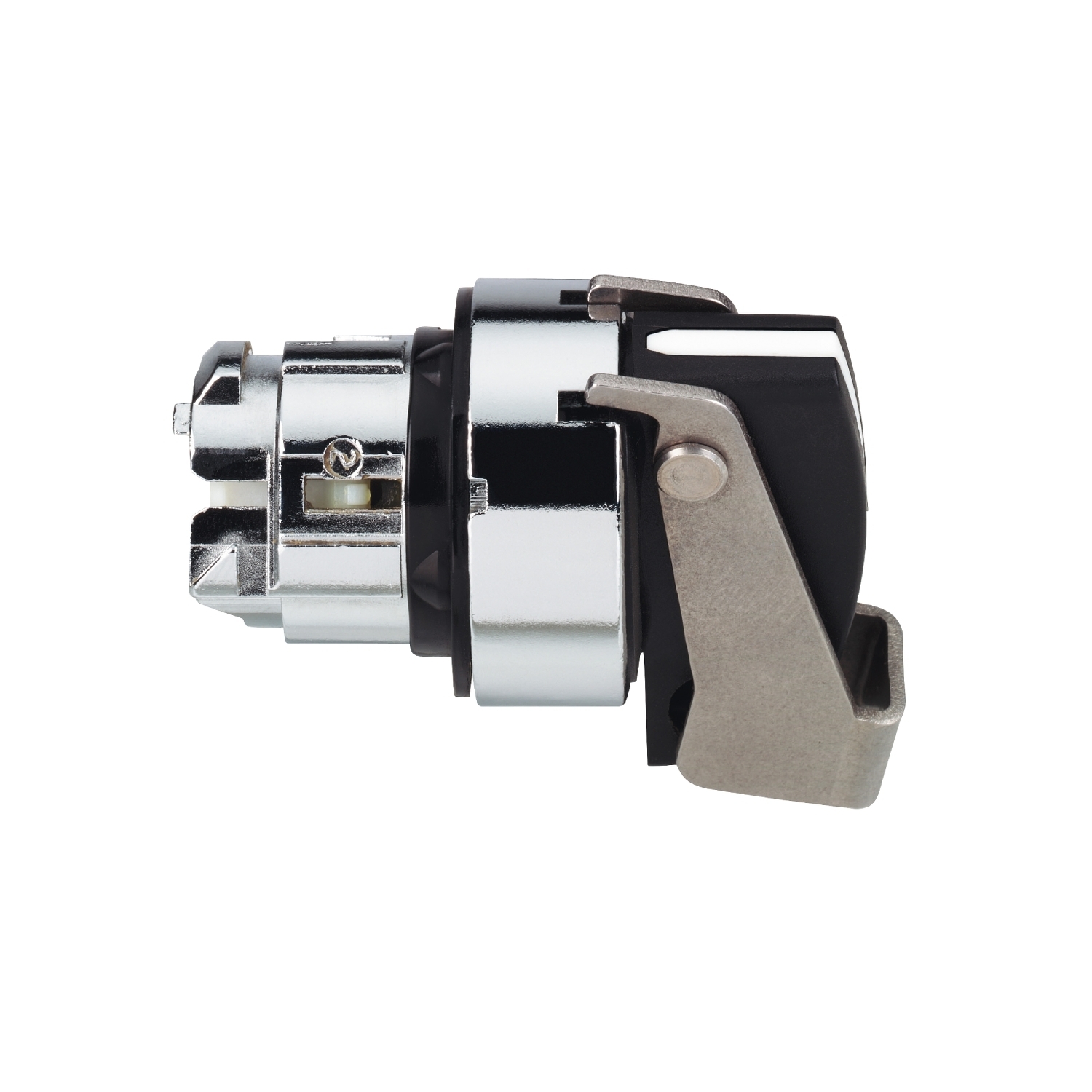 Selector switch head, Harmony XB4, metal, black, 22mm, long handle, 2 positions, stay put, padlockable on the left or on the right
