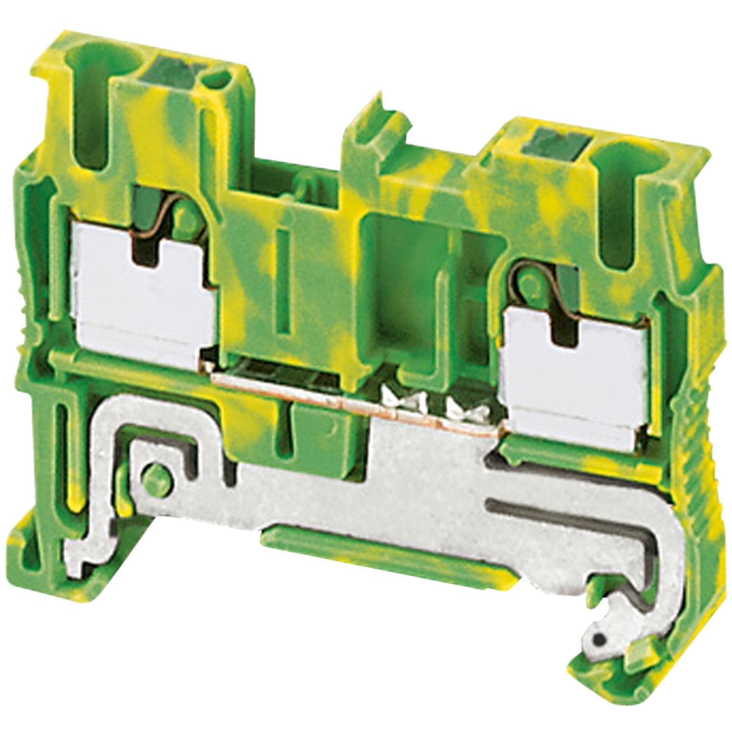 Terminal block, Linergy TR, push-in type, 2 points, 2.5mm, protective earth, green-yellow, set of 50