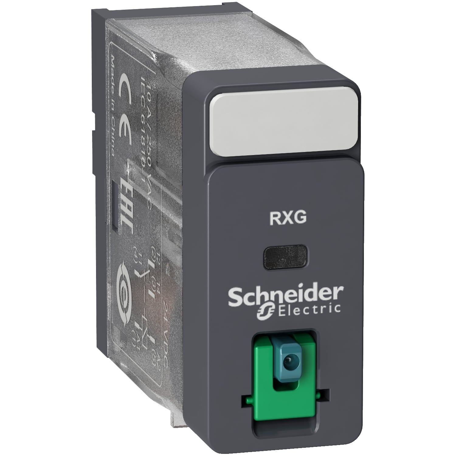 interface plug in relay, Harmony Electromechanical Relays, 10A, 1CO, lockable test but to n, 24V DC