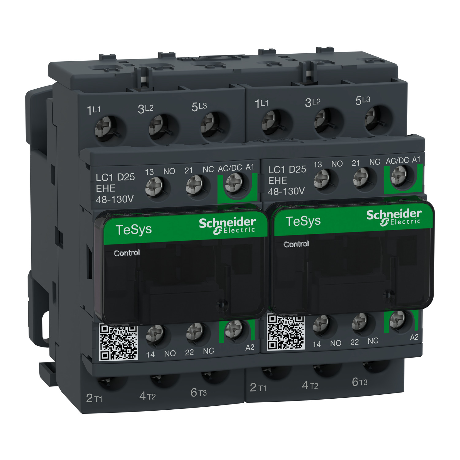 TeSys Deca reversing contactor - 3P - <= 440 V - 25 A AC-3 - 48...130 V AC/DC coil