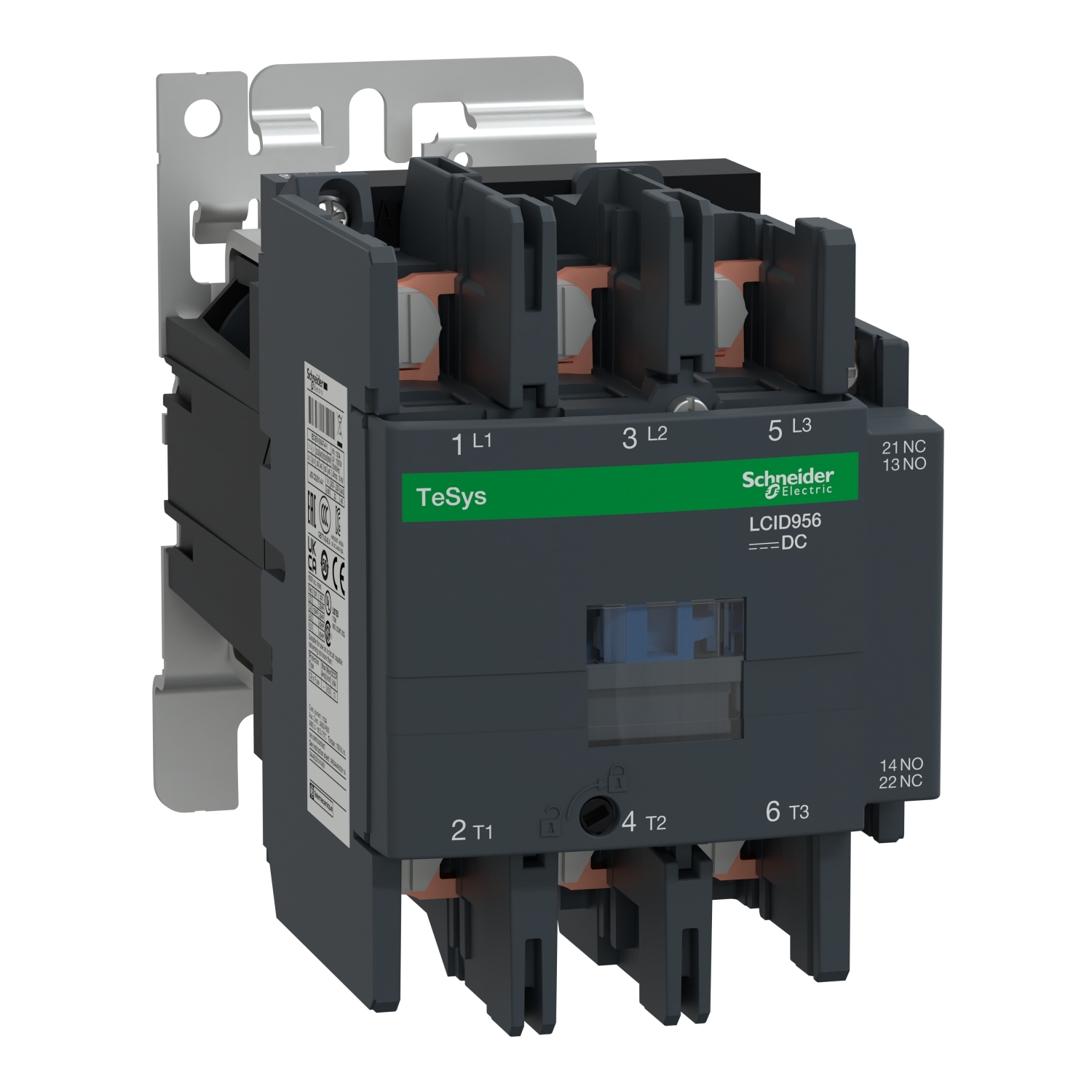 IEC contactor, TeSys Deca, nonreversing, 95A, 60HP at 480VAC, 3 phase, 3 pole, 3 NO, 24VDC coil, open style