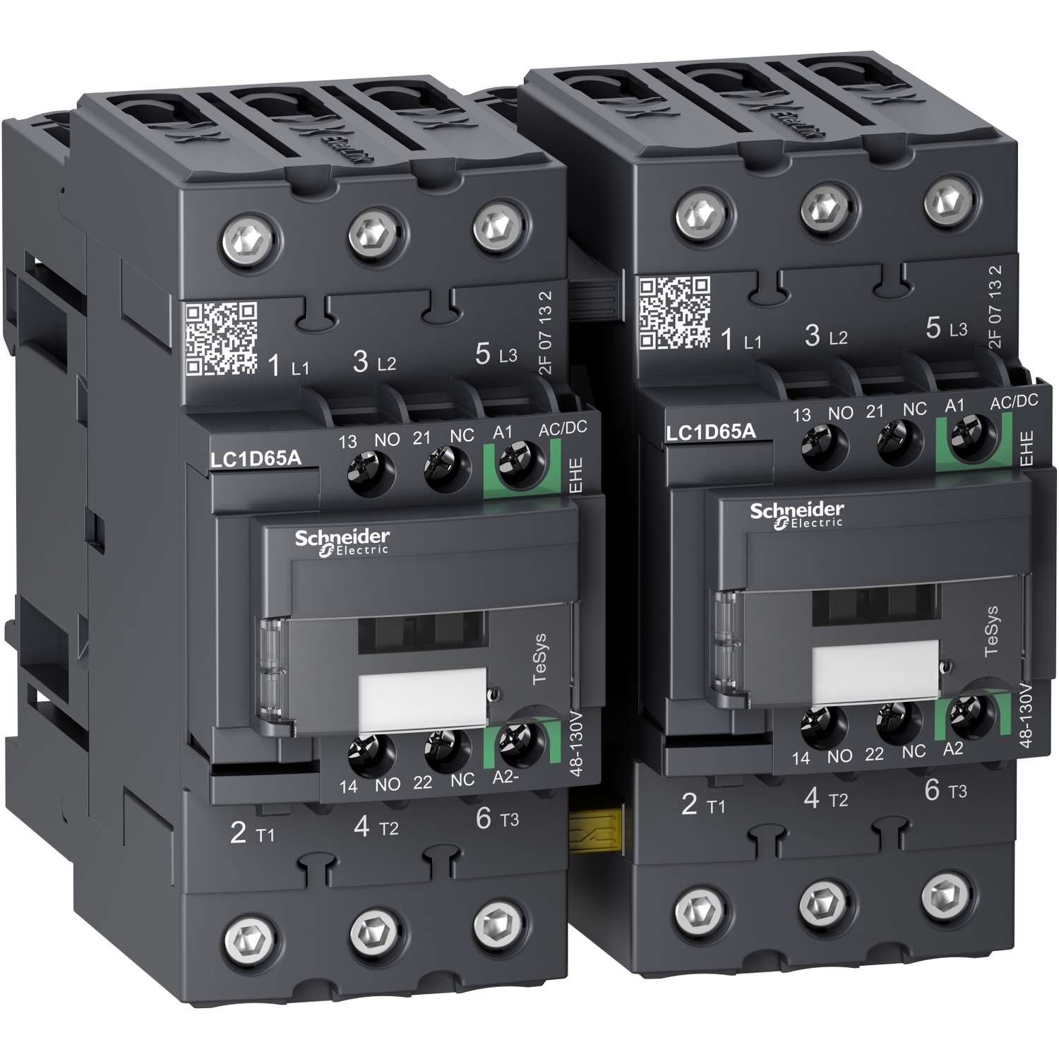 TeSys Deca reversing contactor - 3P - <= 440 V - 65 A AC-3 - 48...130 V AC/DC coil