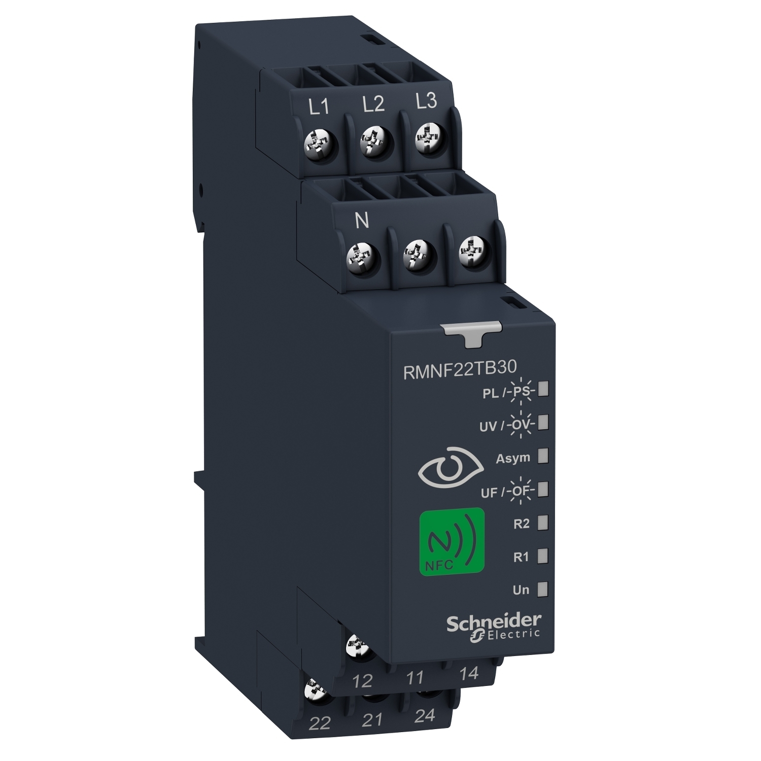 3-phase control relay, Harmony Control Relays, 8A, 2CO, overfrequency and underfrequency, 208?480V AC