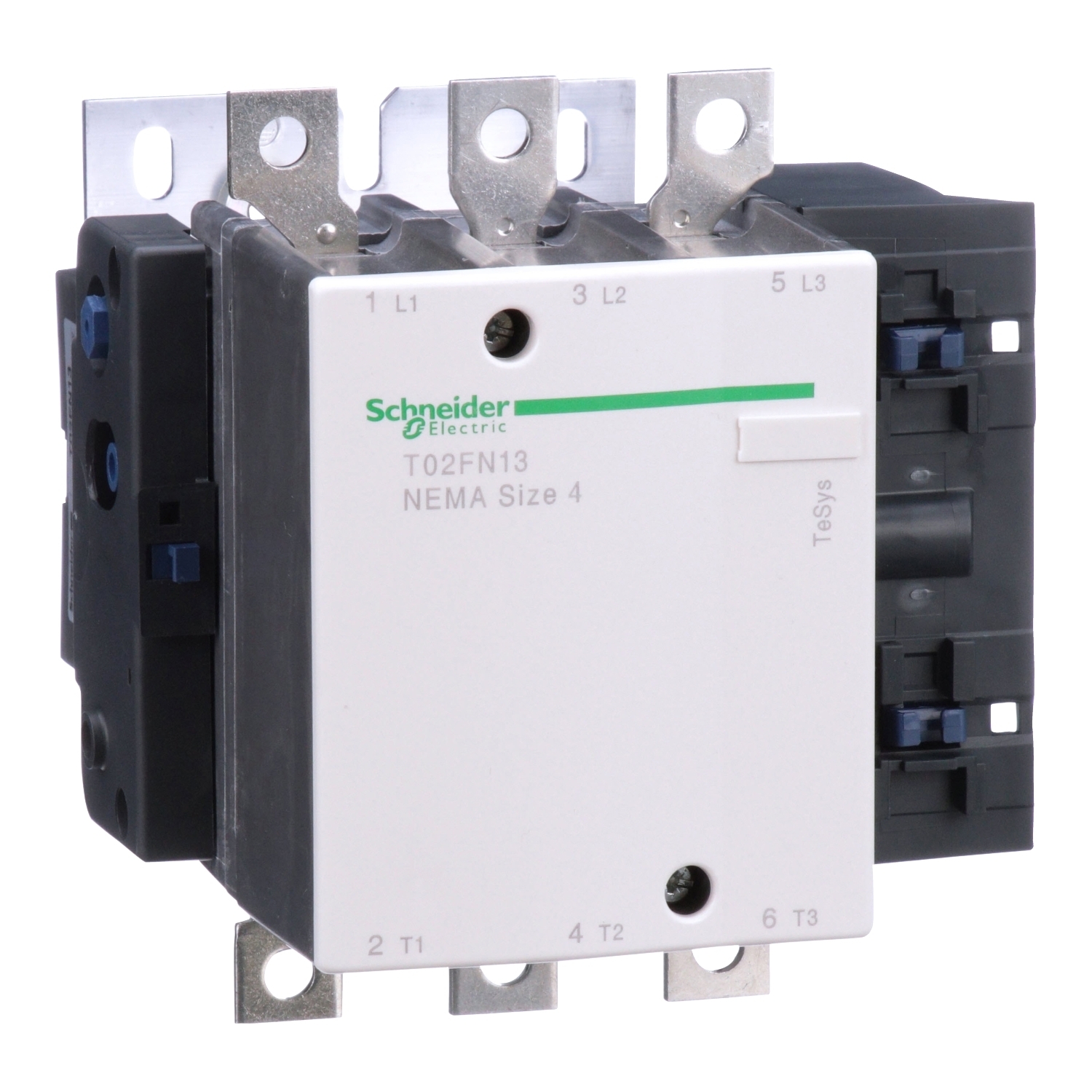 NEMA Contactor, TeSys N, nonreversing, Size 4, 135A, 100HP at 460VAC, 3 pole, 3 phase, 120VAC 50/60Hz coil, open