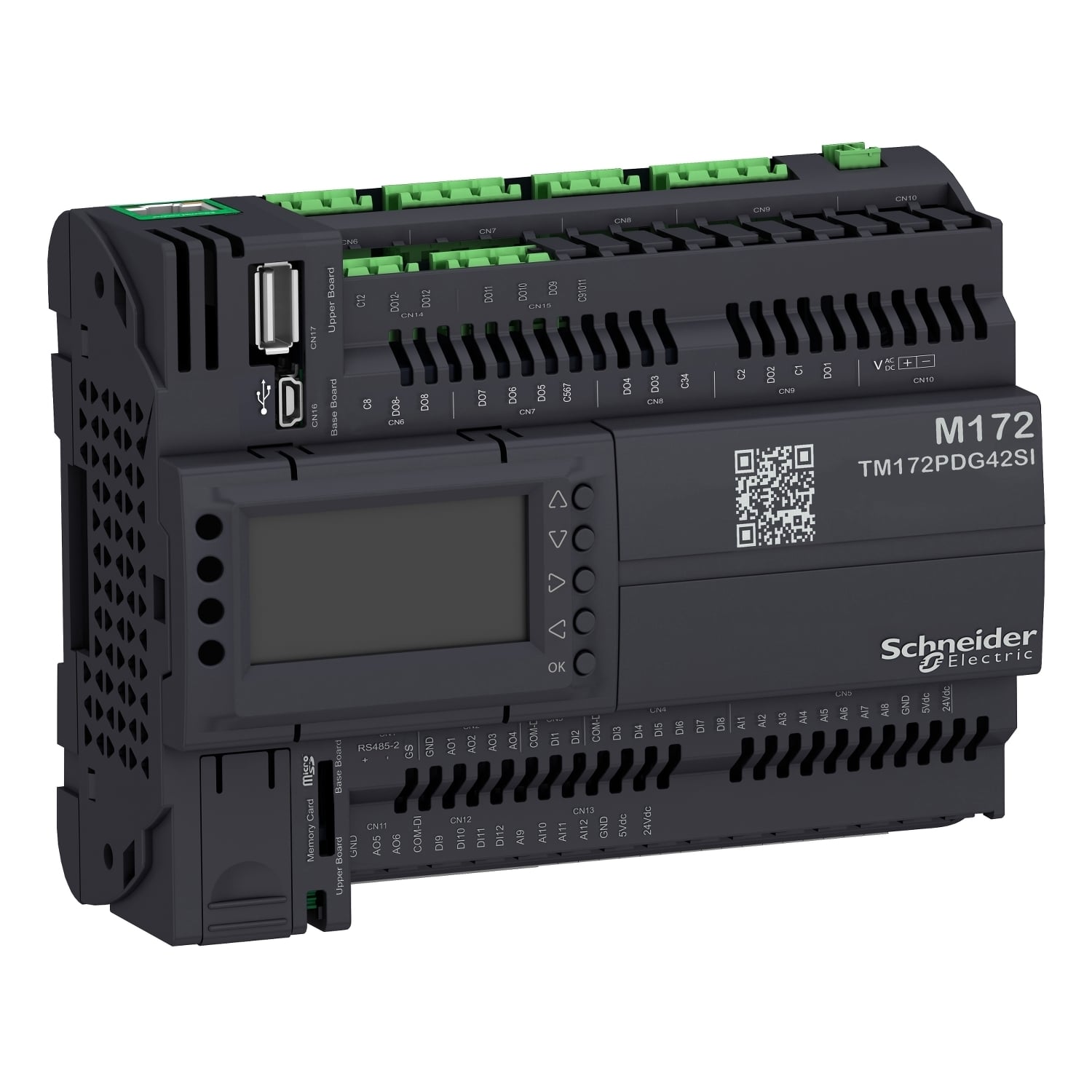Controller, Modicon M171/M172/M173, performance, display, 42 IO, Ethernet, solid state relay