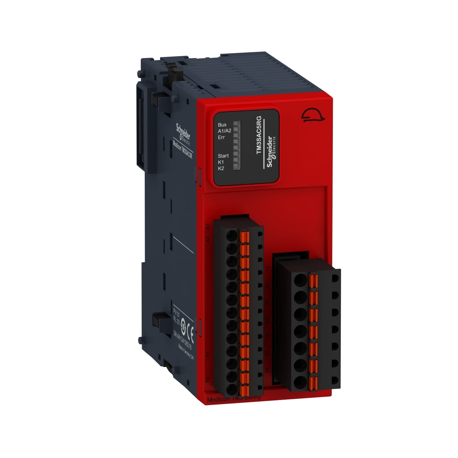 safety module, Modicon TM3, 1 function, Cat 3 PL d, SIL CL2, spring, 24V DC