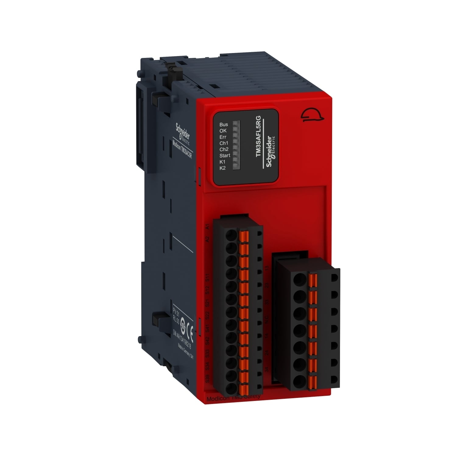 Safety module, Modicon TM3 Safety, 2 Function, Cat 3 PL d/SIL CL2 (spring) 24 VDC