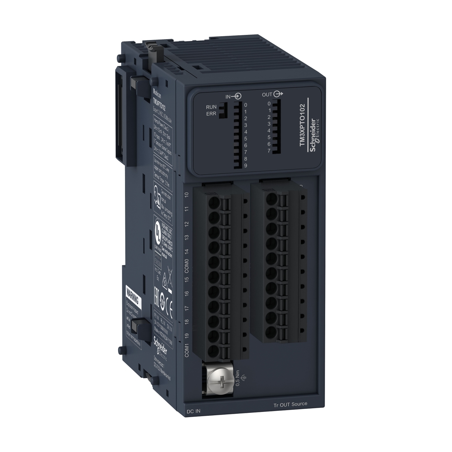 Module high speed counting, Modicon TM3, 2 channels HSC Event management, 10 inputs, 8 outputs (spring)