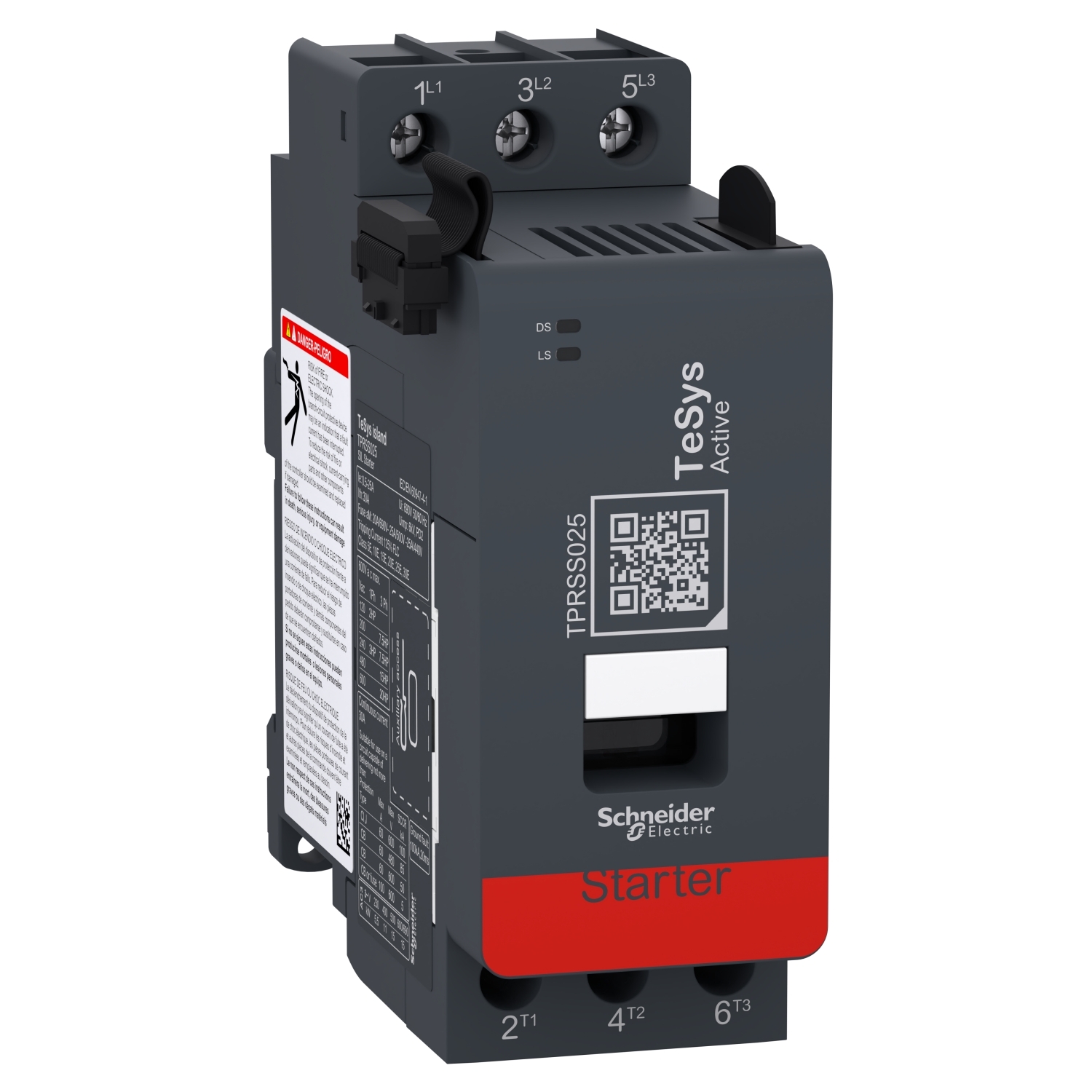 SIL motor starter, TeSys island, 30A at AC-1, 25A at AC-3, 11kW, 15hp, DOL type