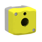 Empty enclosure, Harmony XALD, XALK, plastic, yellow lid, for illuminated emergency stop push button 22mm, 1 cut out