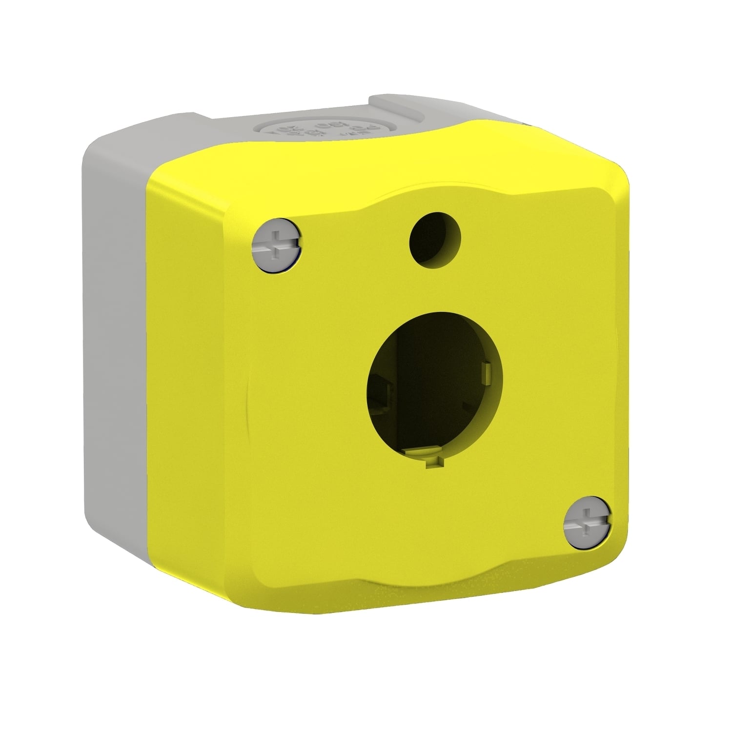 Empty enclosure, Harmony XALK, XALD, plastic, yellow lid, for illuminated emergency stop push button 22mm, 1 cut out