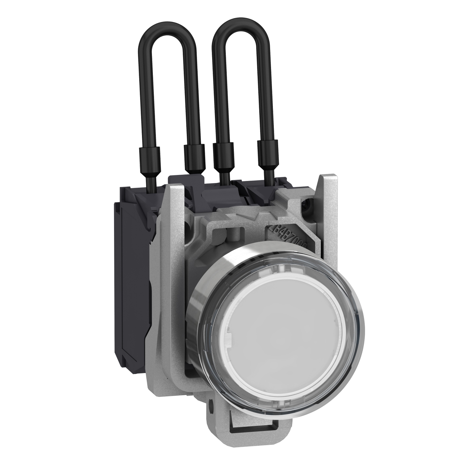 Push-to-test pilot light, Harmony XB4, metal, white, universal LED, screw clamp terminals, 110...120V