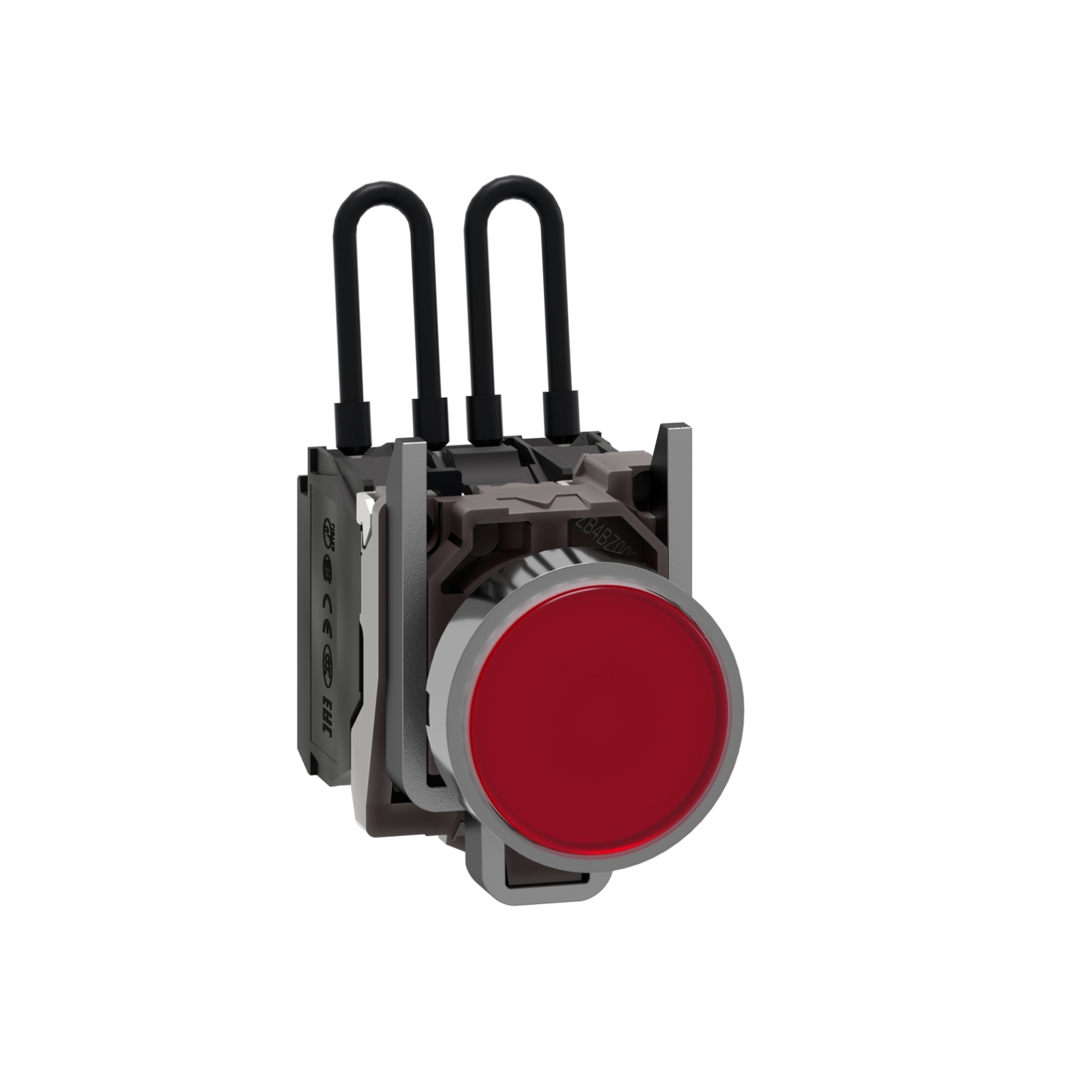 Push-to-test pilot light, Harmony XB4, metal, red, universal LED, screw clamp terminals, 24V