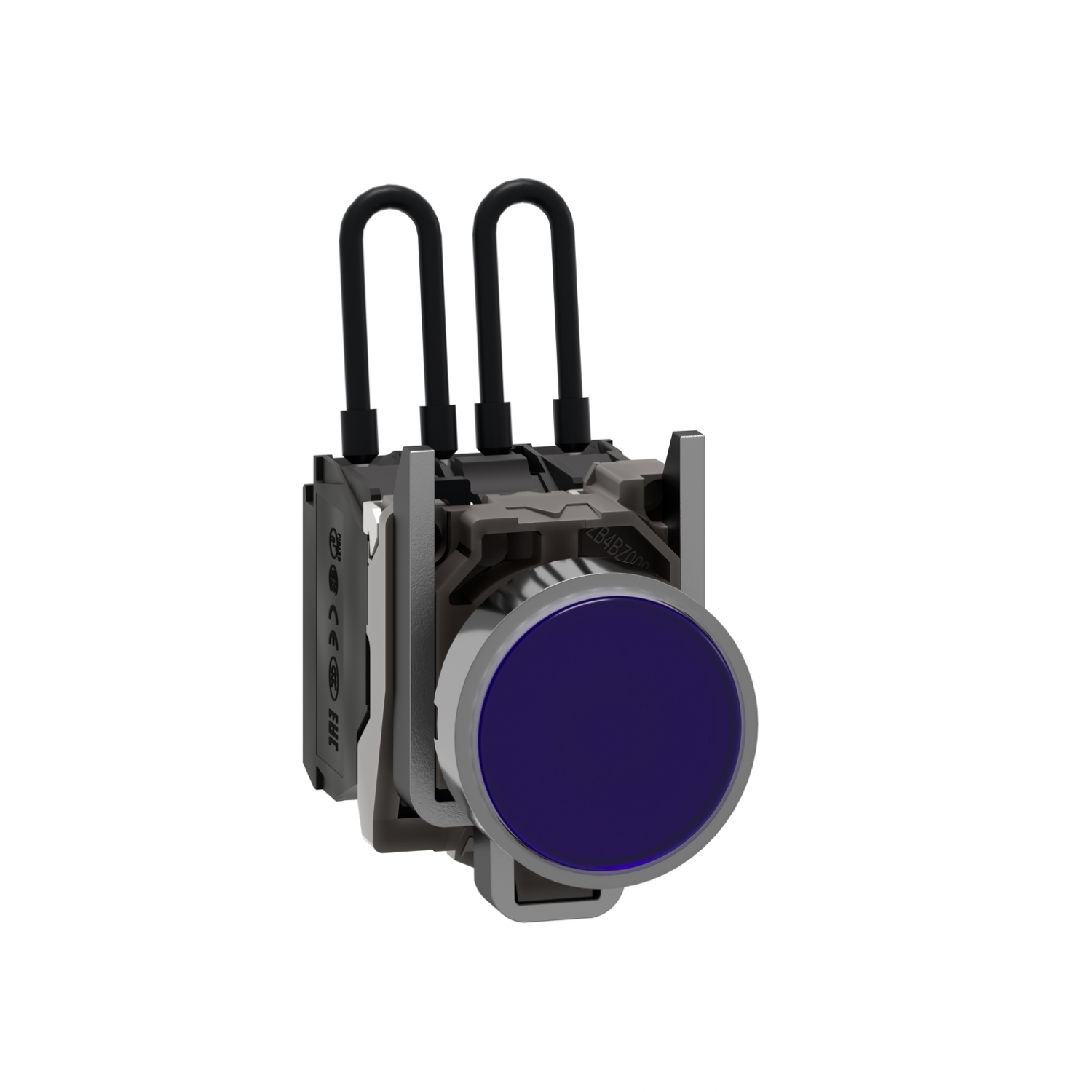 Push-to-test pilot light, Harmony XB4, metal, blue, universal LED, screw clamp terminals, 110...120V