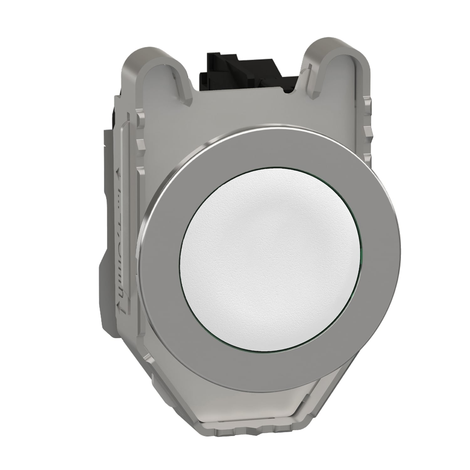 Push button flush mounted, Harmony XB4, metal, white, 30mm, spring return, unmarked, 1NO