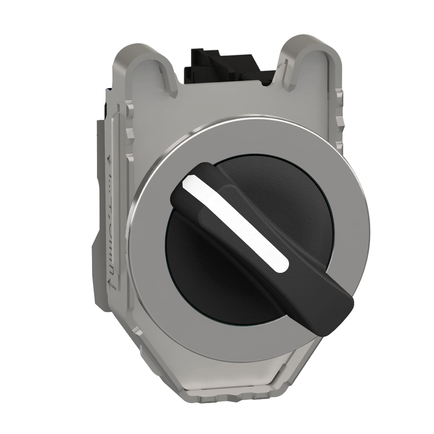 Selector switch flush mounted, Harmony XB4, metal, black, 30mm, 2 positions, stay put, 1NO