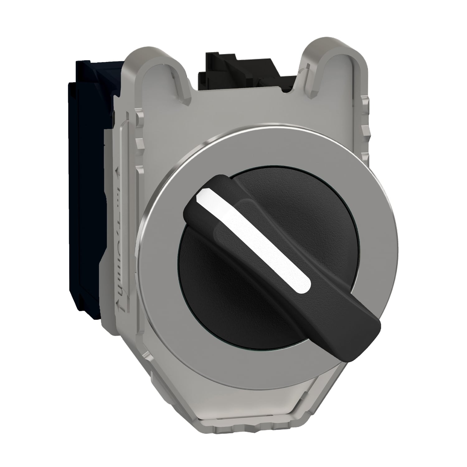 Selector switch flush mounted, Harmony XB4, metal, black, 30mm, 2 positions, stay put, 1NO+1NC