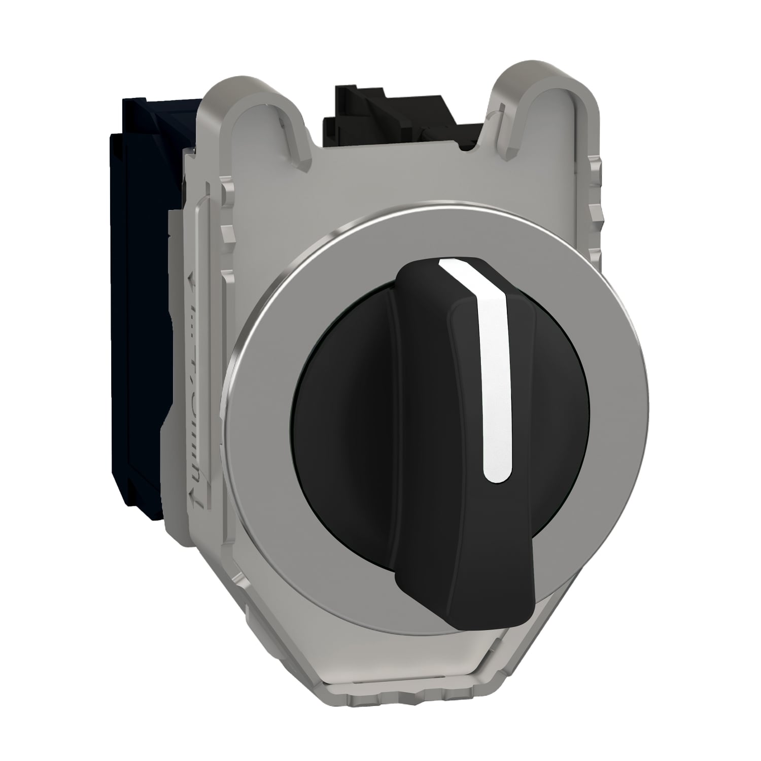 Selector switch flush mounted, Harmony XB4, metal, black, 30mm, 3 positions, stay put, 2NO