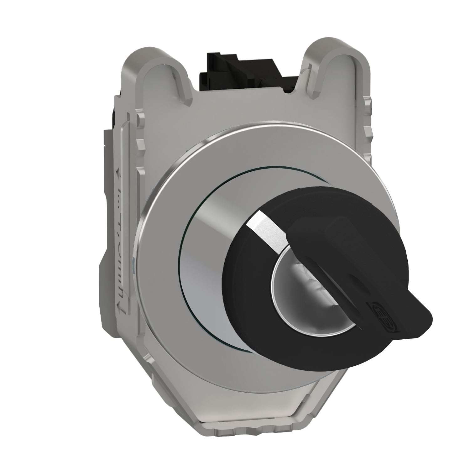Selector switch, Harmony XB4, black, flush mounted, 30mm, 2 positions, key 455, spring return, 1NO