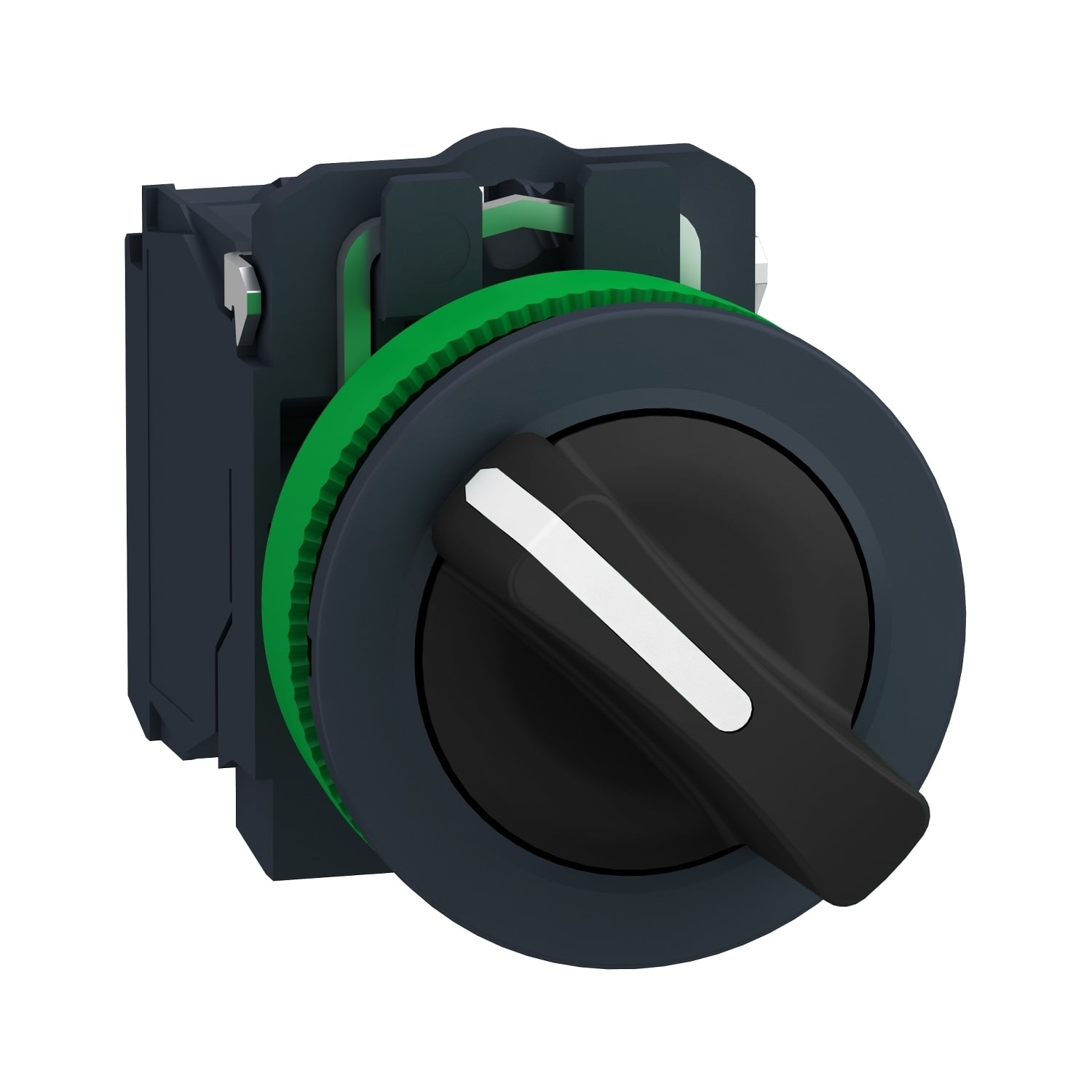 Selector switch flush mounted, Harmony XB5, plastic, black, 30mm, 2 positions, stay put, 1NO