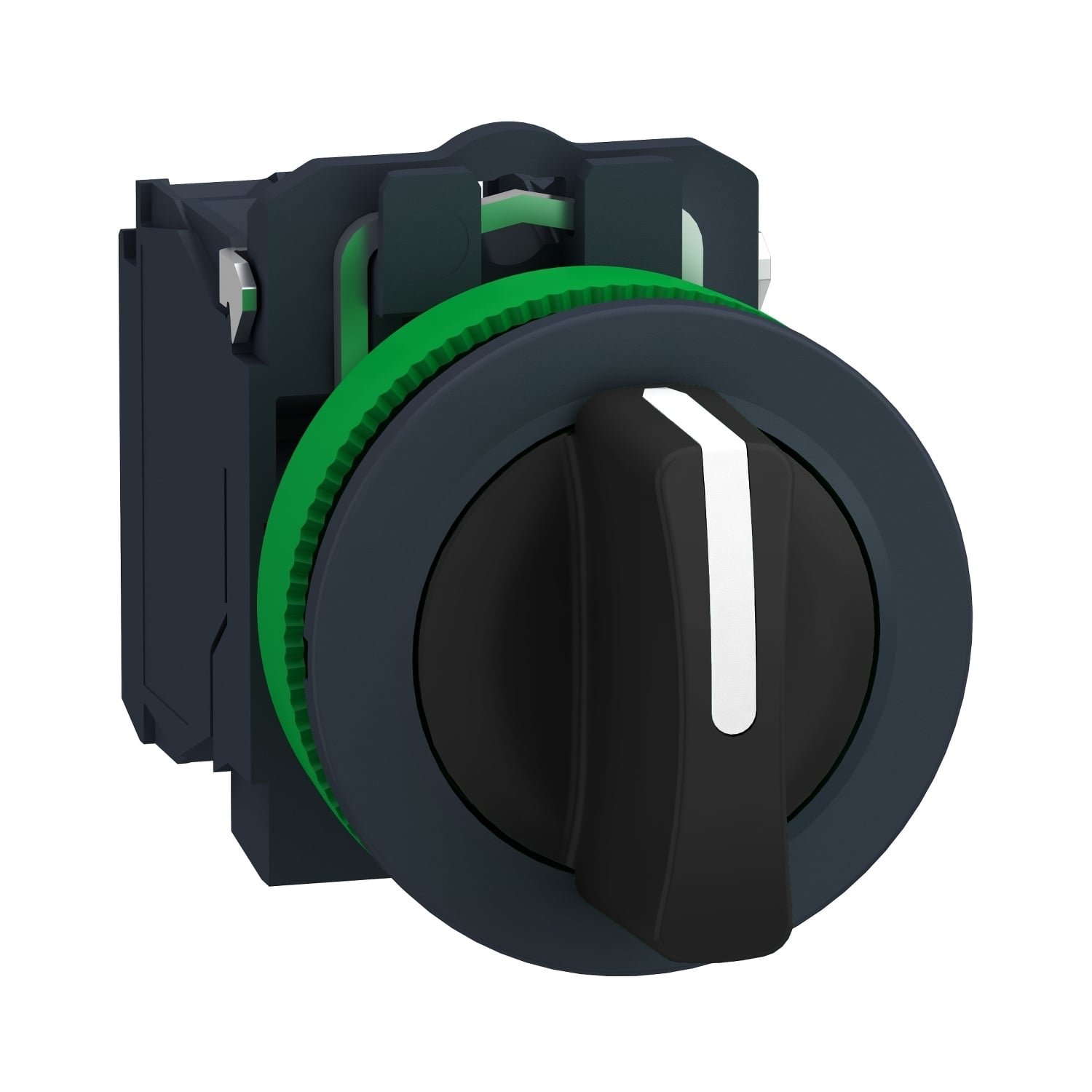 Selector switch flush mounted, Harmony XB5, plastic, black, 30mm, 3 positions, stay put, 2 NO
