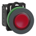 Illuminated push button, Harmony XB5, antimicrobial, plastic, red, 30mm, universal LED, 1NO + 1NC, 24V AC DC