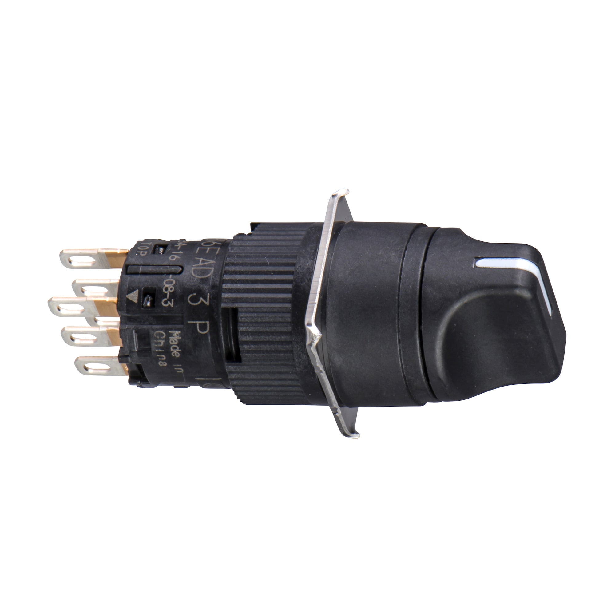 Monolithic selector switch, Harmony XB6E, round black  16 projecting handle 2 positions 2CO