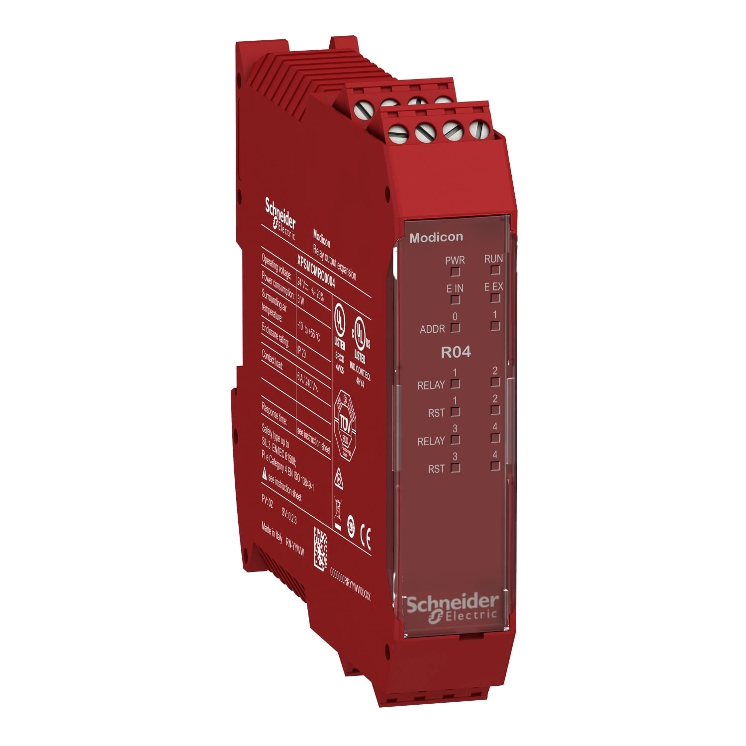 expansion module, Modicon MCM, 4 safety relay outputs, with backplane connection, screw