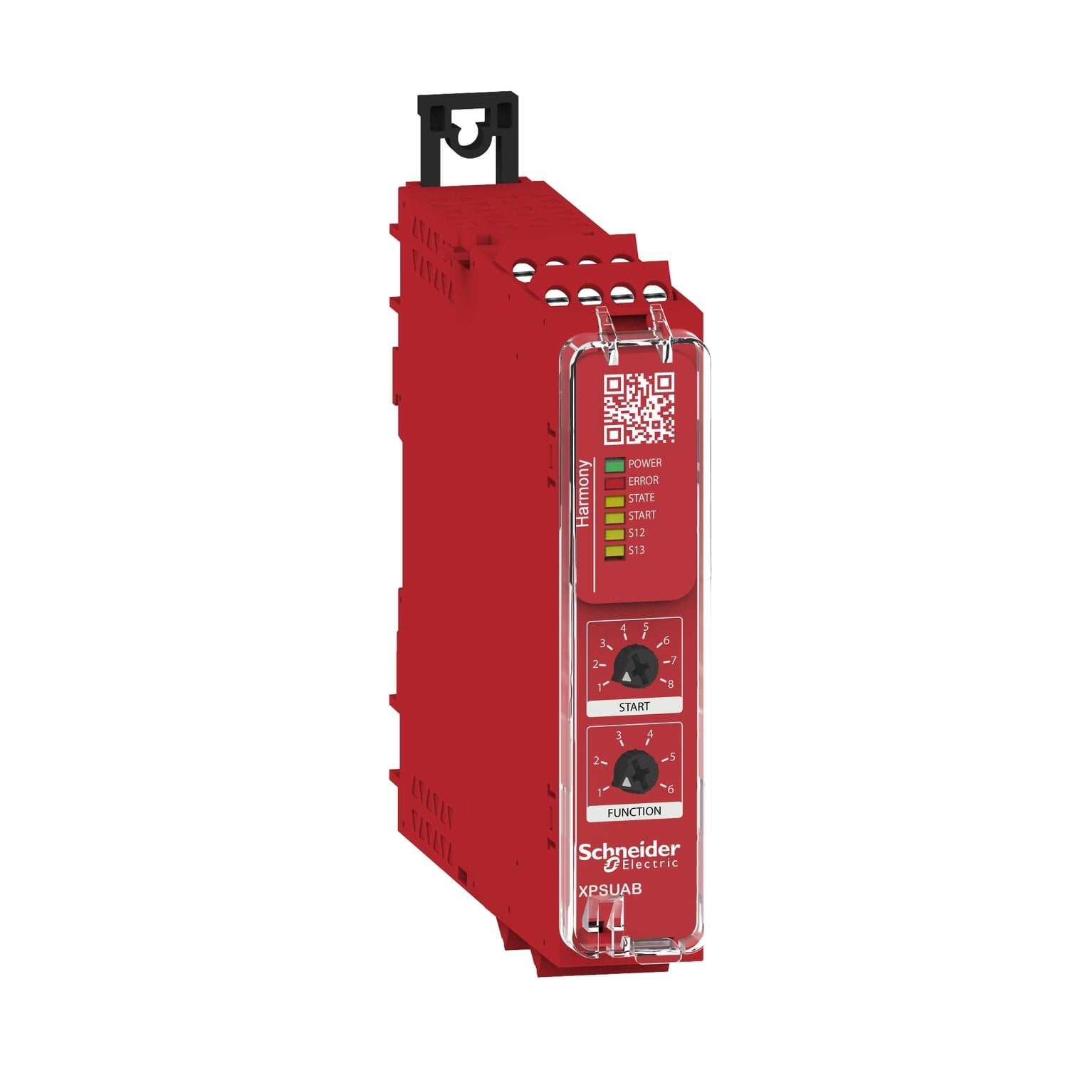 safety module, Harmony XPSU, Cat 1, potential free 2 NC, NO NC, 2 PNP, 48 to 240V AC or DC, screw